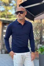 TELAMIRA POLO IN LANA FINE - BLU