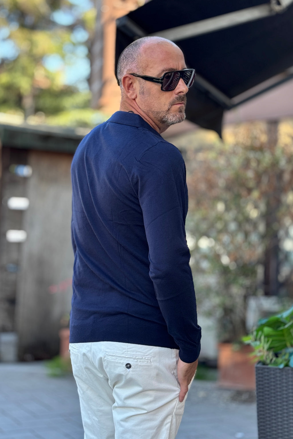 TELAMIRA POLO IN LANA FINE - BLU