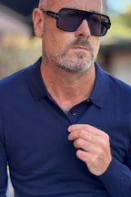 TELAMIRA POLO IN LANA FINE - BLU