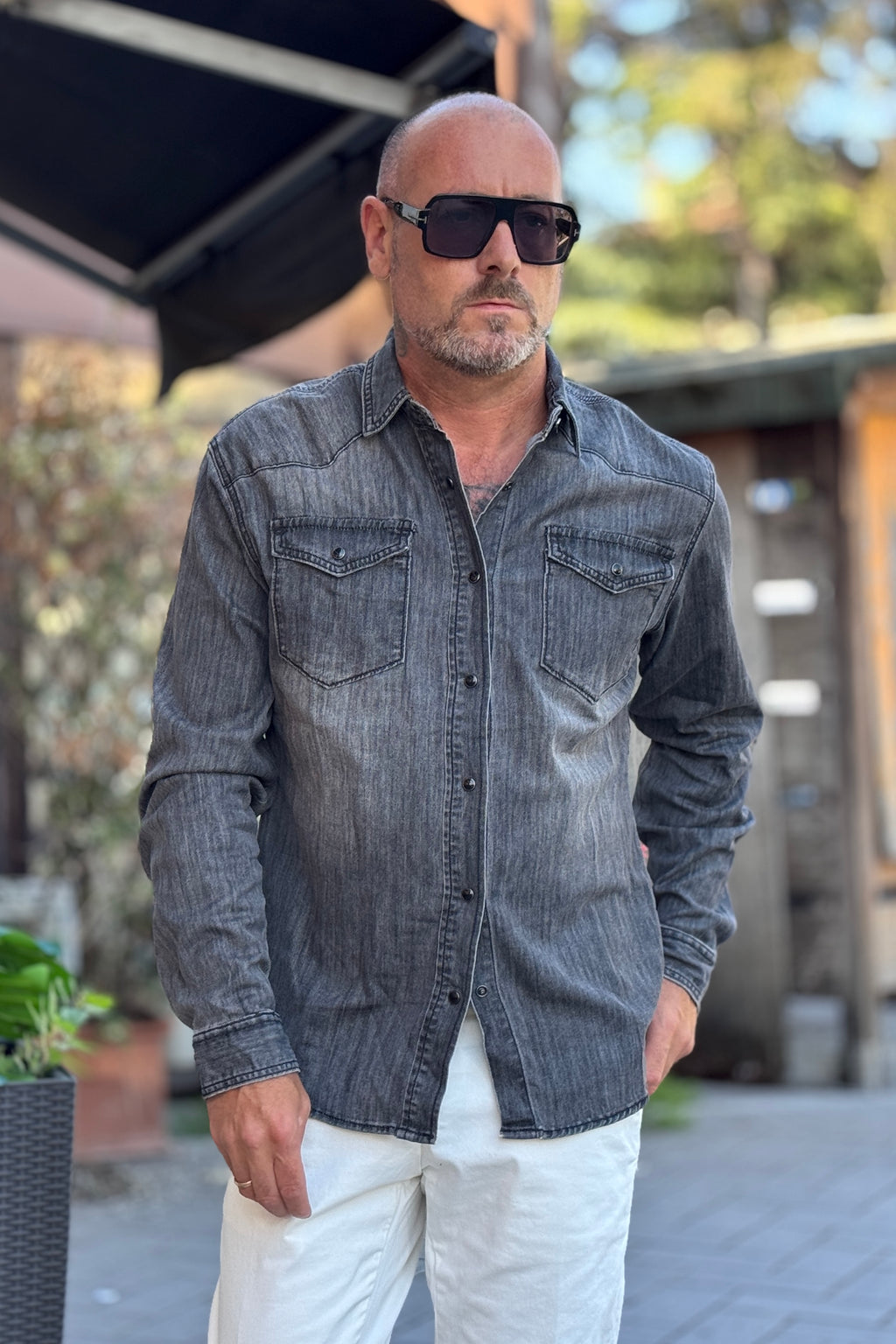 TELAMIRA CAMICIA DENIM - GRIGIO