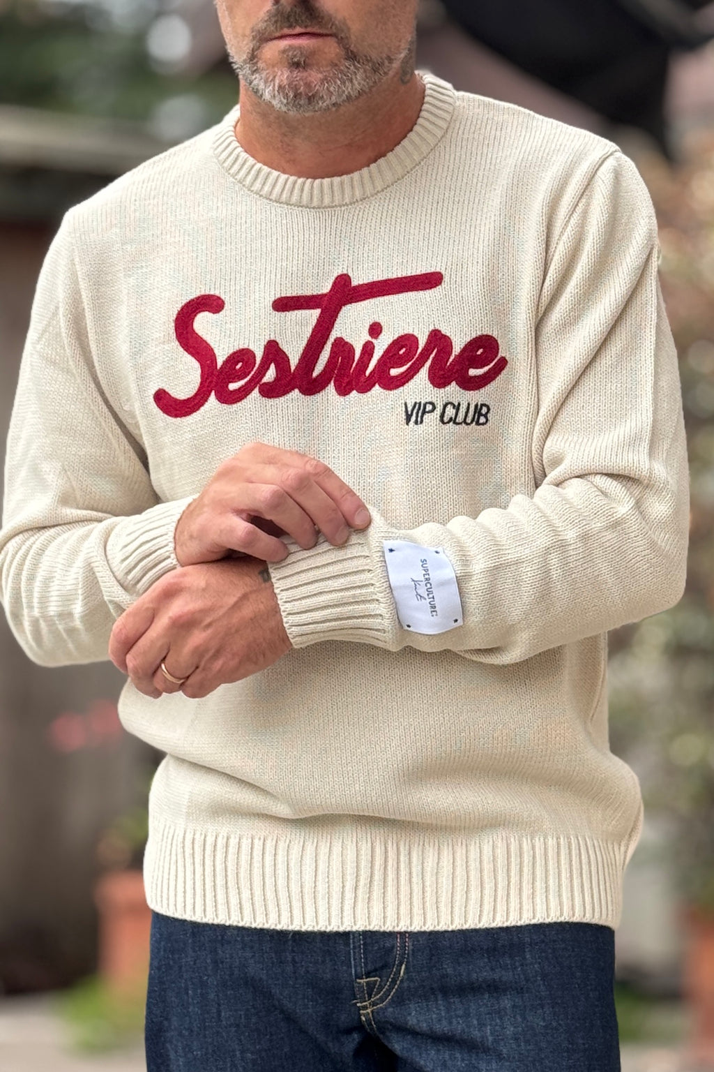 SUPERCULTURE MAGLIA GIROCOLLO - CREMA
