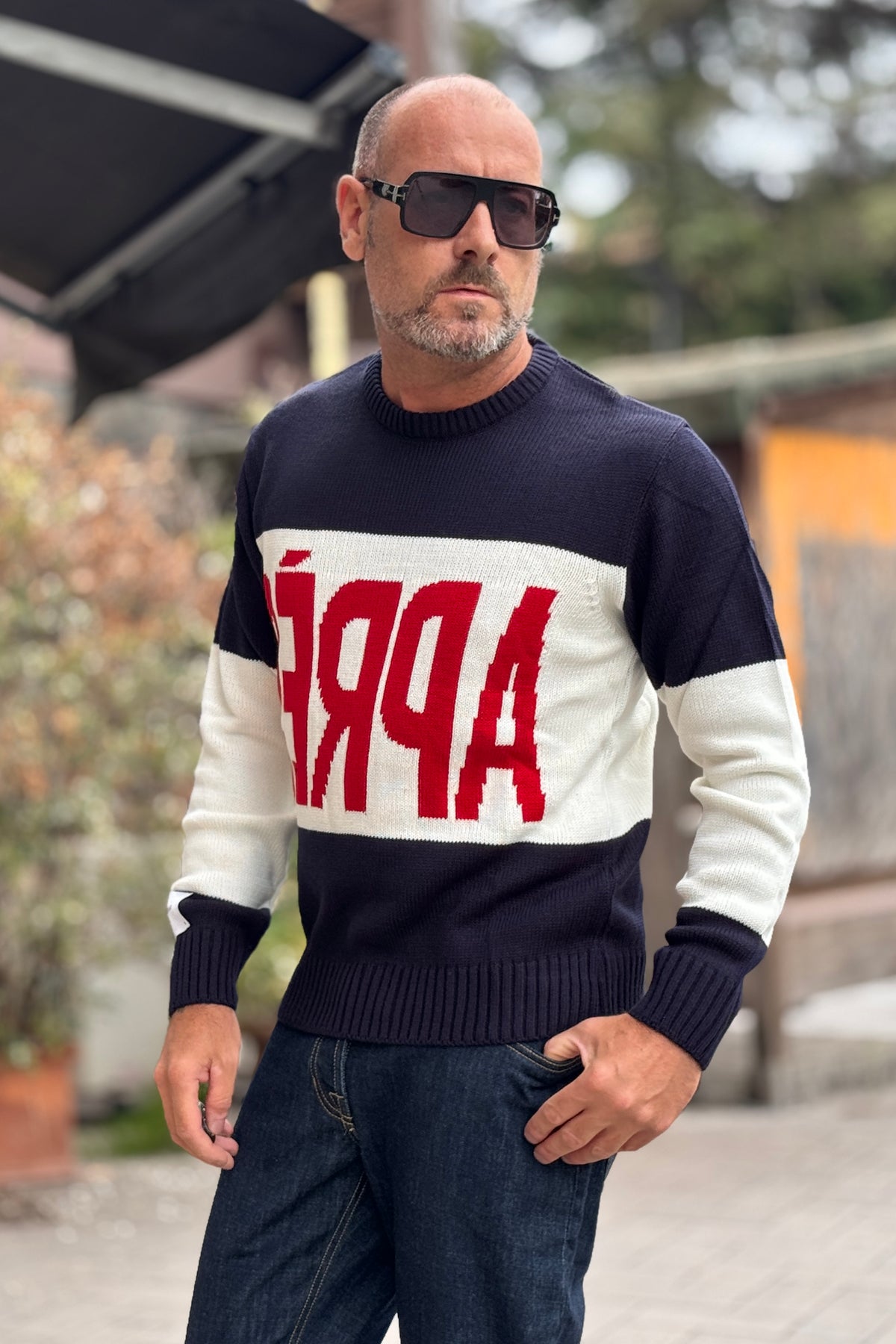 SUPERCULTURE MAGLIA GIROCOLLO JACQUARD  - BLU