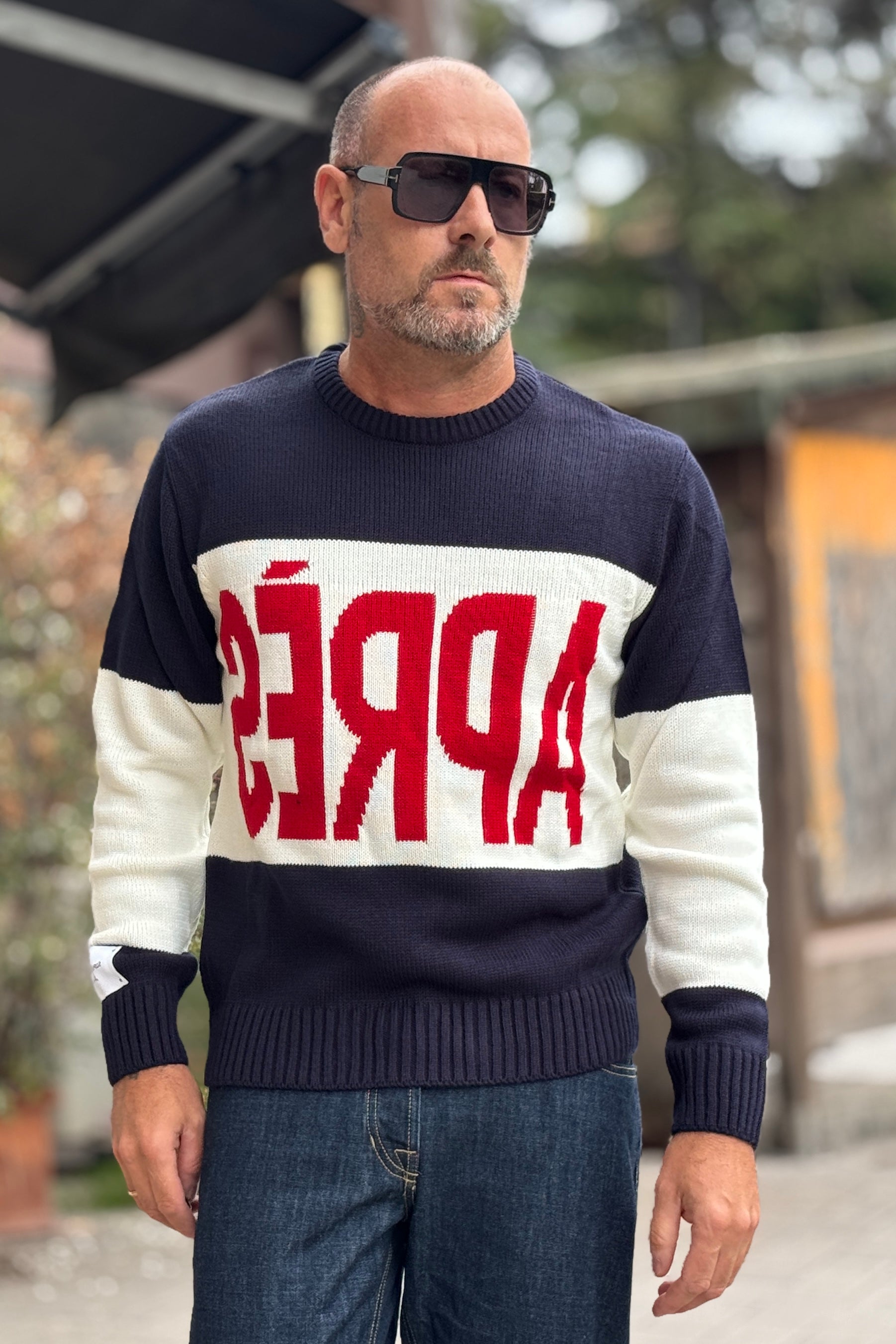 SUPERCULTURE MAGLIA GIROCOLLO JACQUARD  - BLU