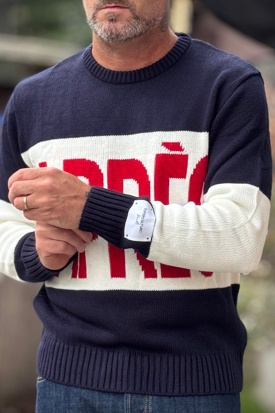 SUPERCULTURE MAGLIA GIROCOLLO JACQUARD  - BLU