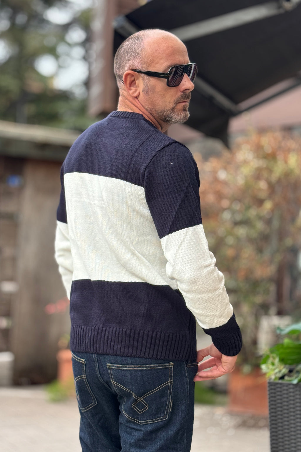 SUPERCULTURE MAGLIA GIROCOLLO JACQUARD  - BLU