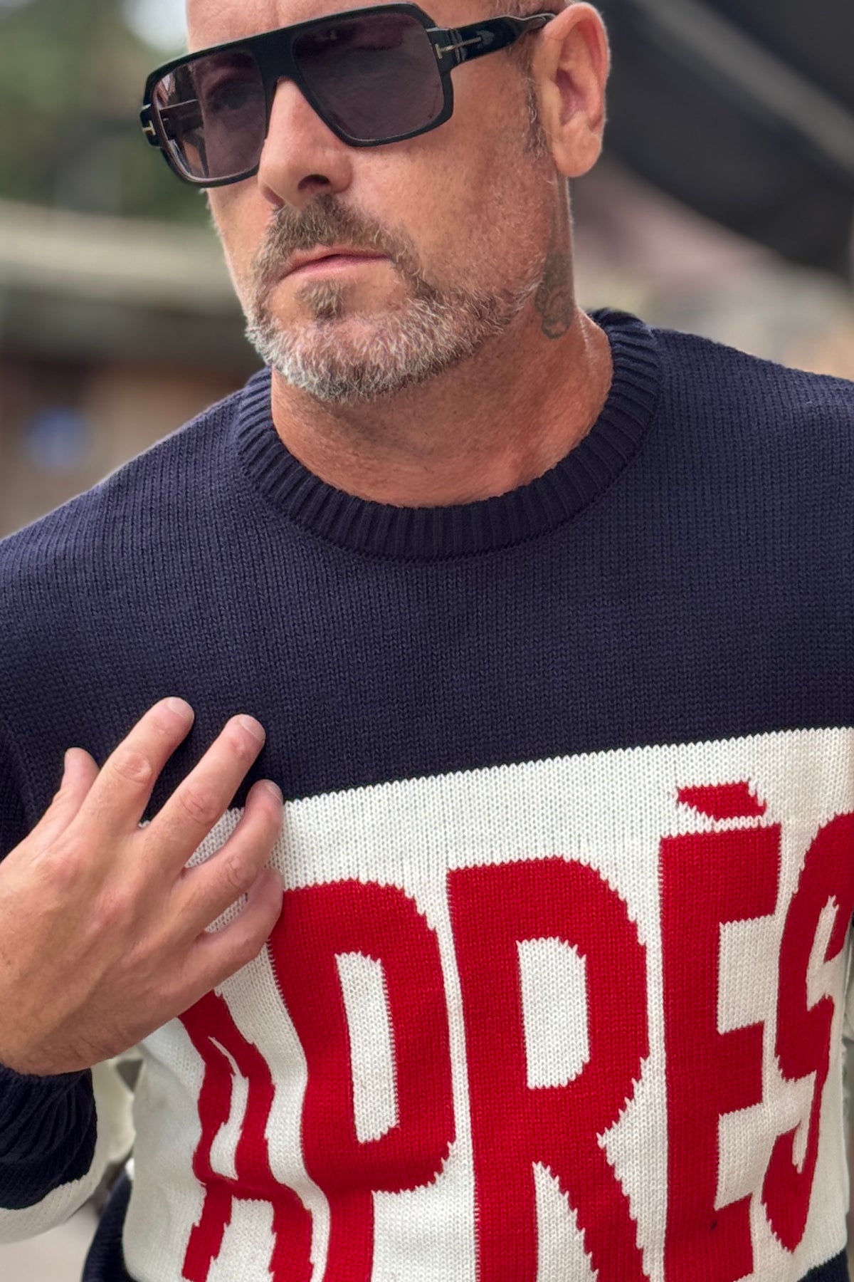 SUPERCULTURE MAGLIA GIROCOLLO JACQUARD  - BLU