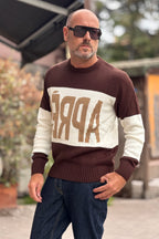 SUPERCULTURE MAGLIA GIROCOLLO JACQUARD  - MORO