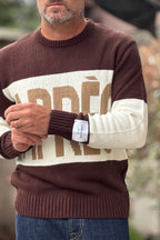 SUPERCULTURE MAGLIA GIROCOLLO JACQUARD  - MORO