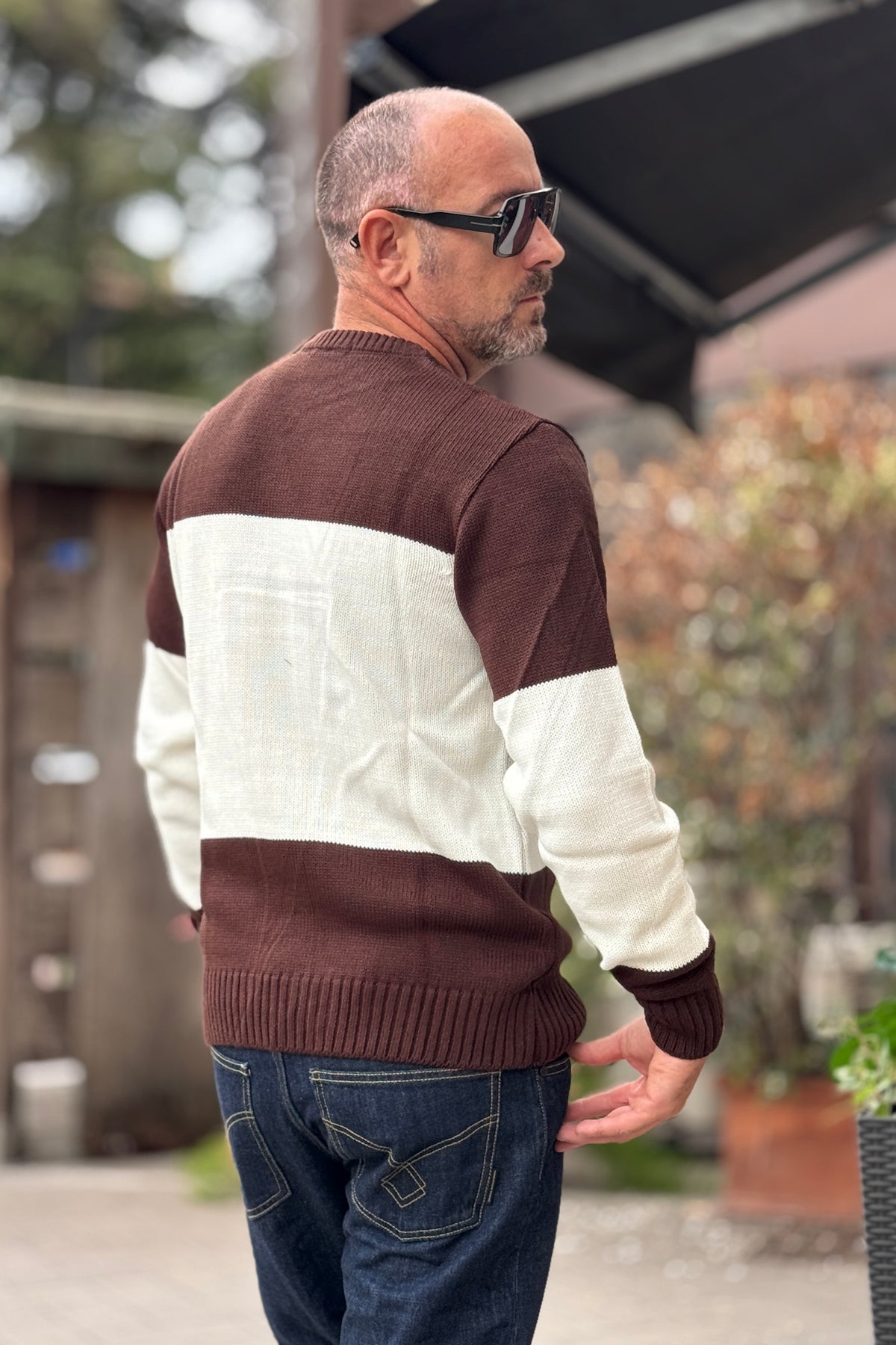 SUPERCULTURE MAGLIA GIROCOLLO JACQUARD  - MORO