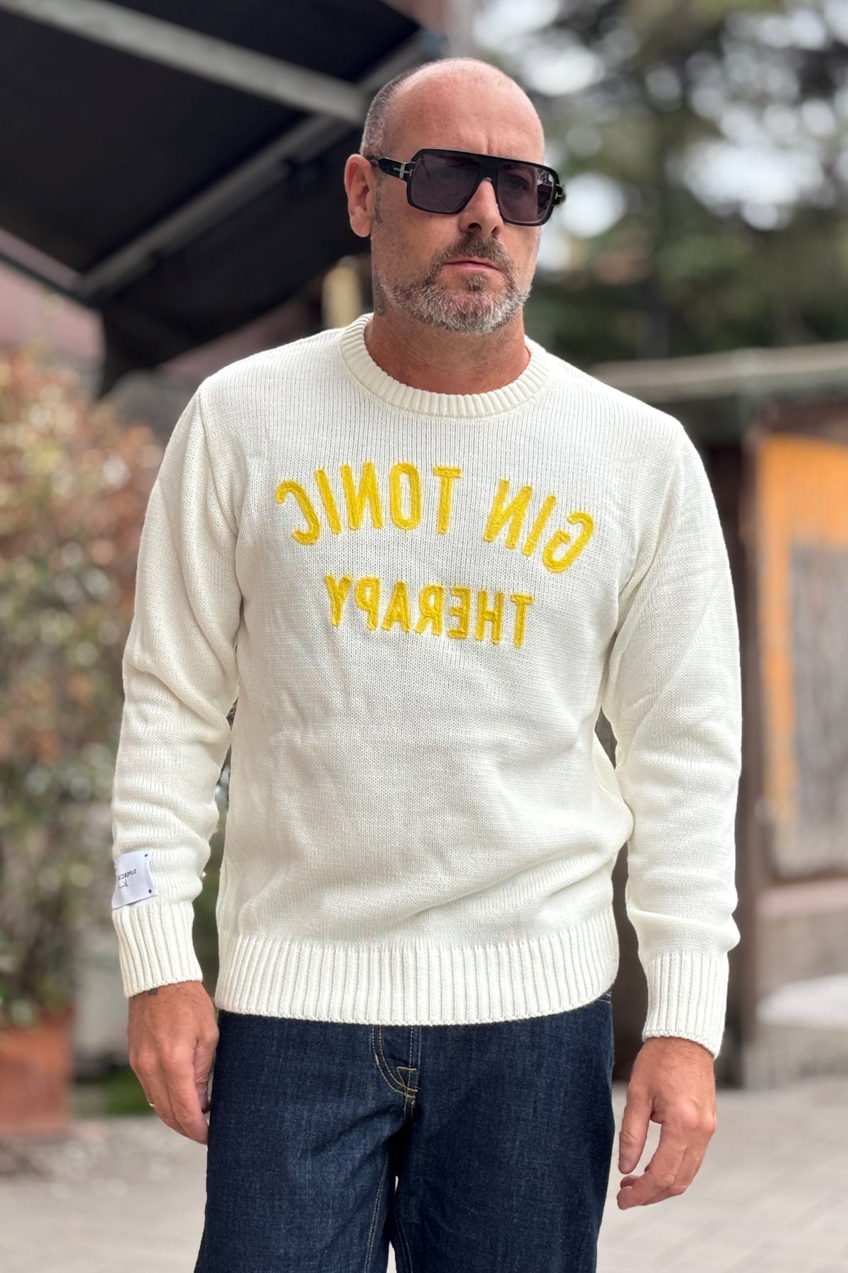 SUPERCULTURE MAGLIA GIROCOLLO GIN TONIC - BIANCO