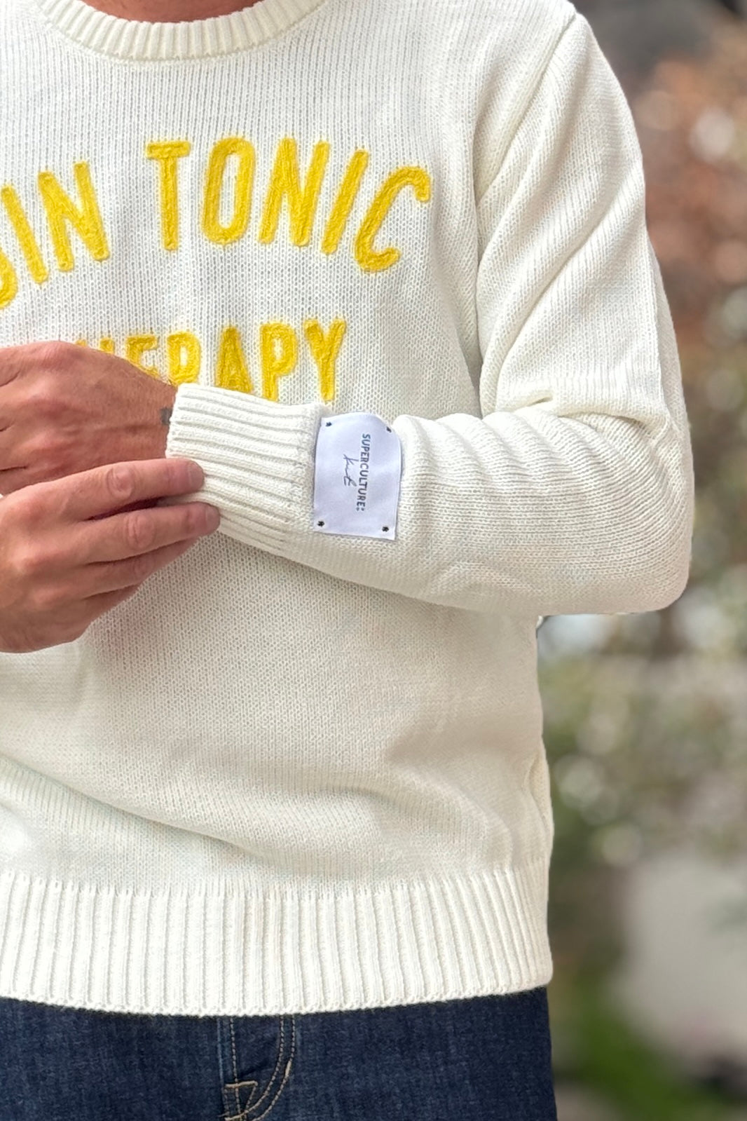 SUPERCULTURE MAGLIA GIROCOLLO GIN TONIC - BIANCO