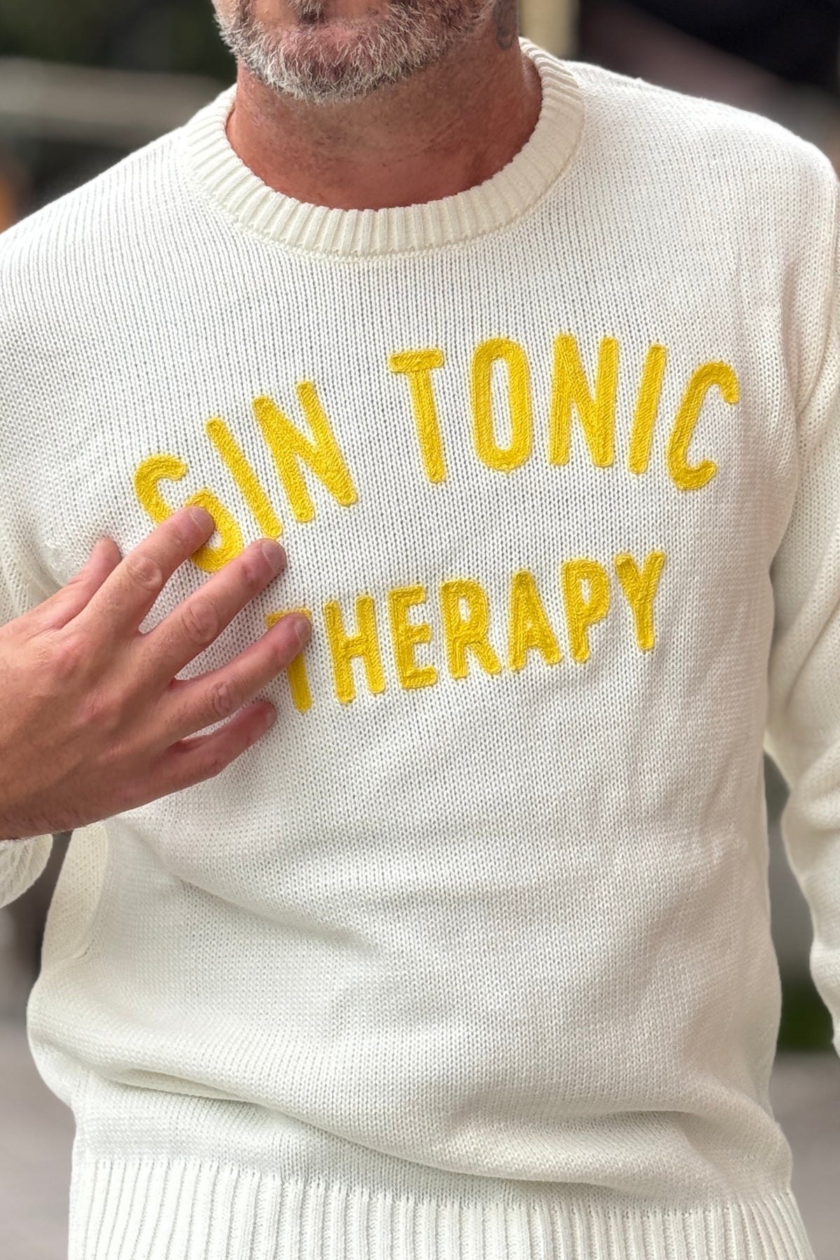 SUPERCULTURE MAGLIA GIROCOLLO GIN TONIC - BIANCO