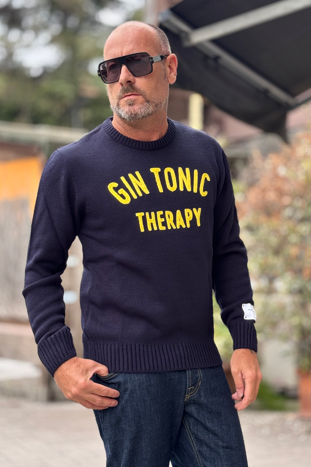 SUPERCULTURE MAGLIA GIROCOLLO GIN TONIC - BLU