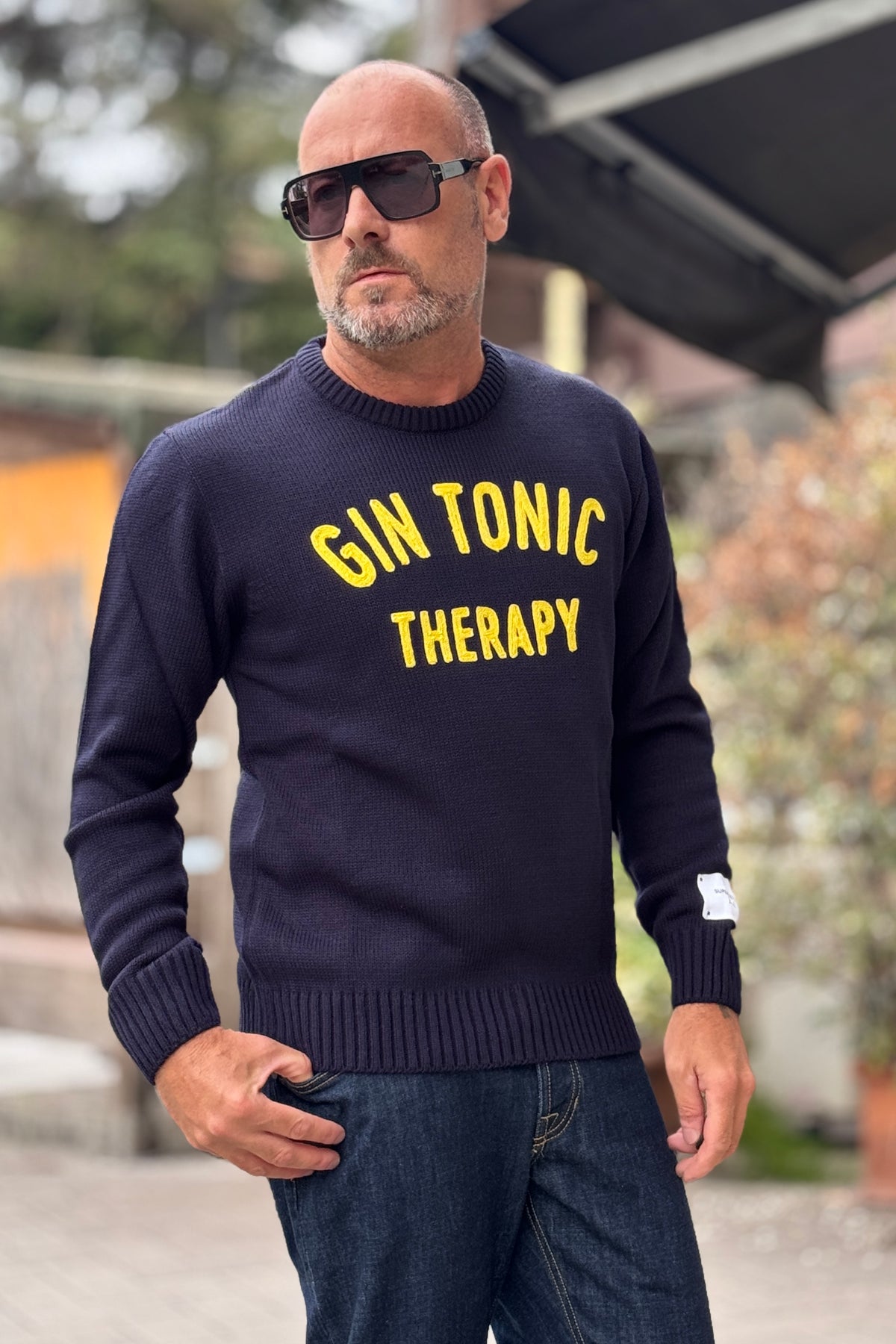 SUPERCULTURE MAGLIA GIROCOLLO GIN TONIC - BLU