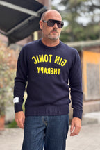 SUPERCULTURE MAGLIA GIROCOLLO GIN TONIC - BLU