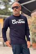 SUPERCULTURE MAGLIA GIROCOLLO CORTINA - BLU