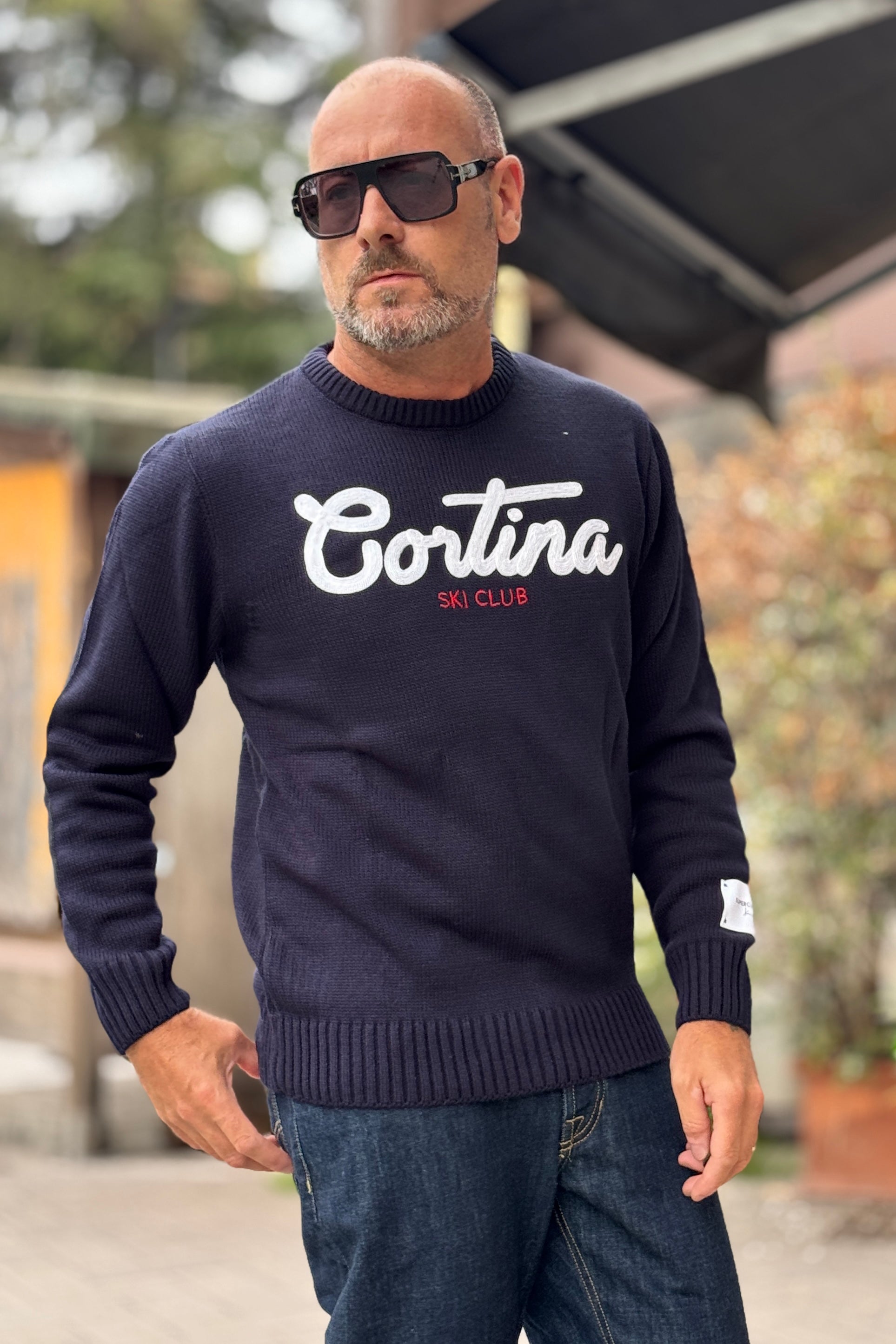 SUPERCULTURE MAGLIA GIROCOLLO CORTINA - BLU