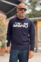 SUPERCULTURE MAGLIA GIROCOLLO CORTINA - BLU