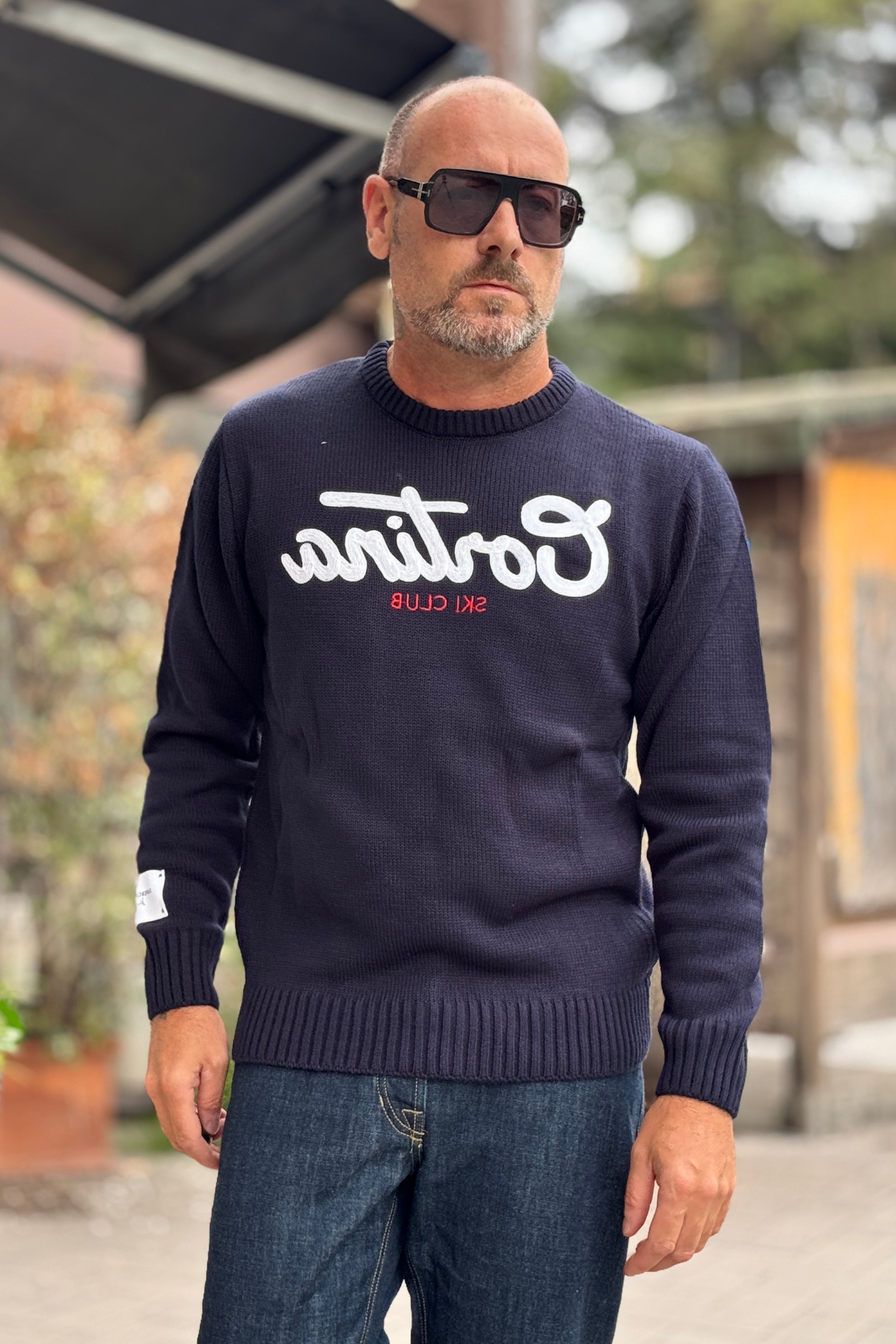 SUPERCULTURE MAGLIA GIROCOLLO CORTINA - BLU