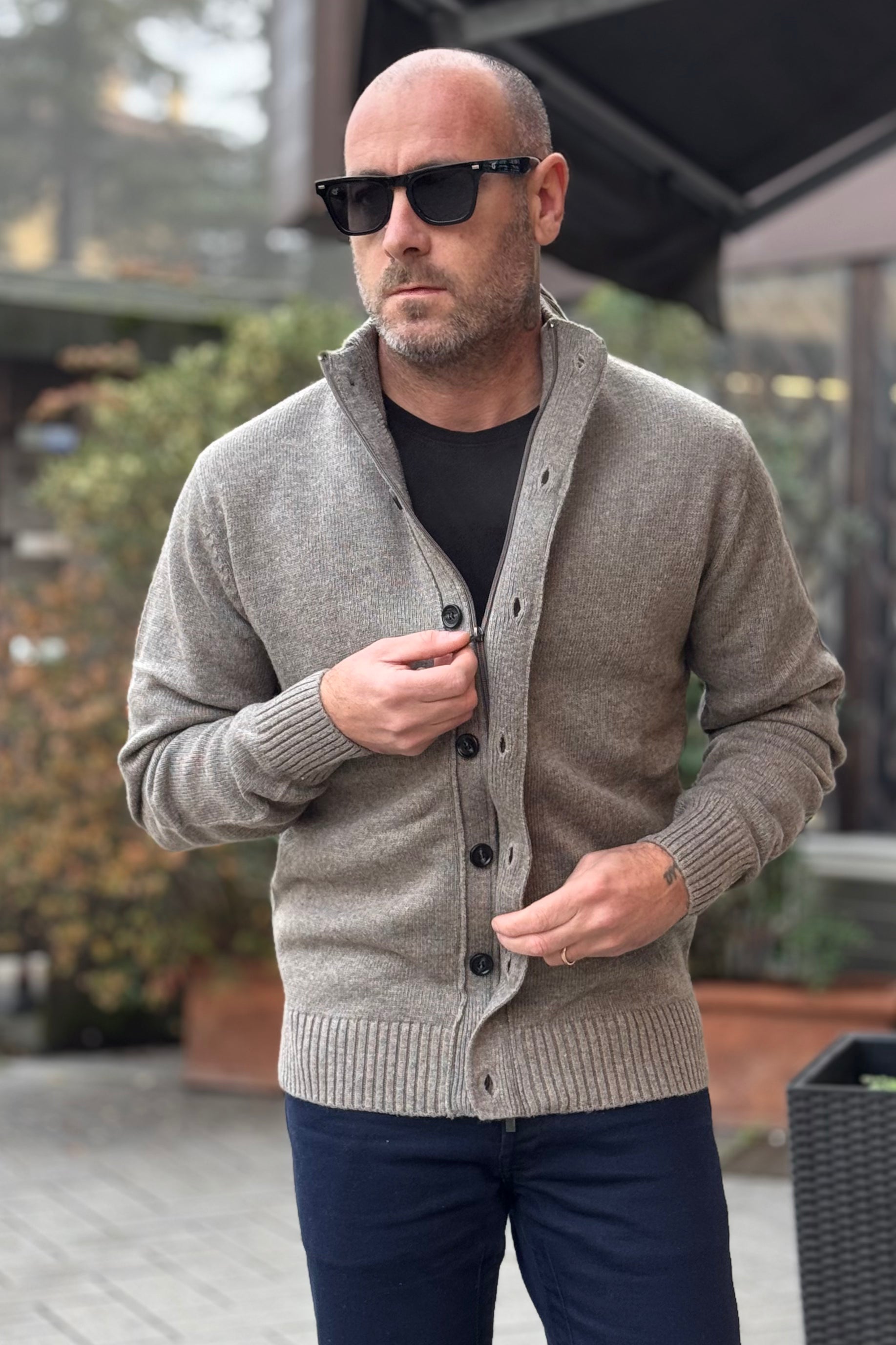 TELAMIRA CARDIGAN CON CHIUSURA BOTTONI E ZIP