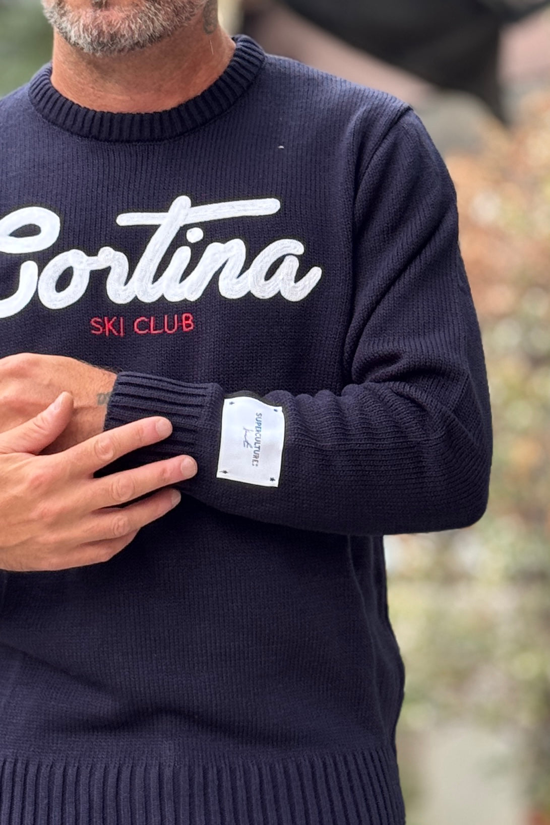 SUPERCULTURE MAGLIA GIROCOLLO CORTINA - BLU