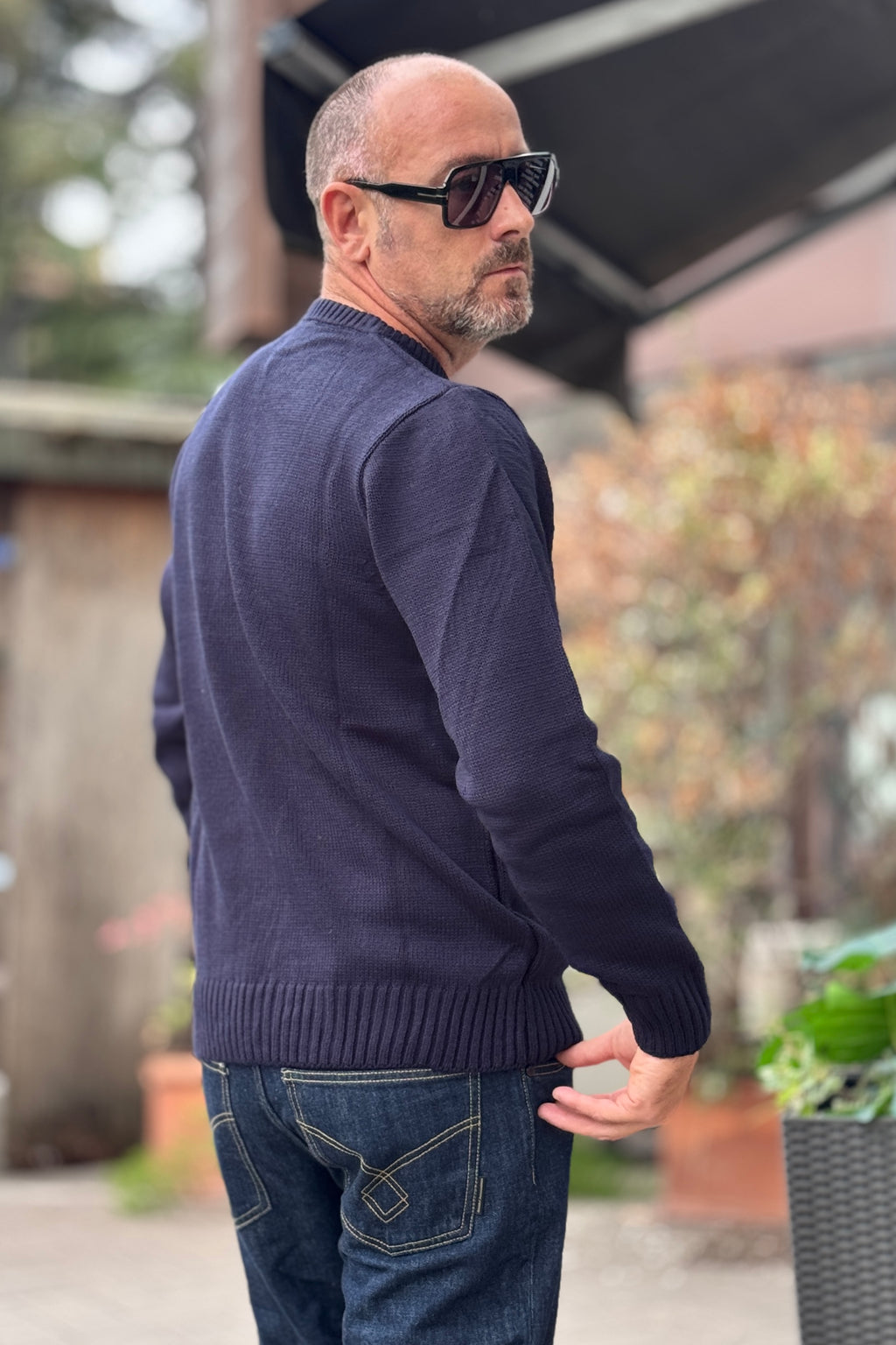 SUPERCULTURE MAGLIA GIROCOLLO CORTINA - BLU