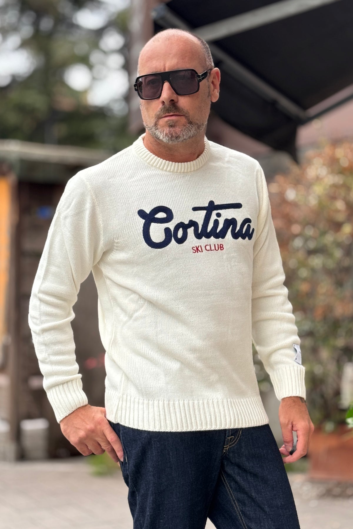 SUPERCULTURE MAGLIA GIROCOLLO CORTINA - BIANCO
