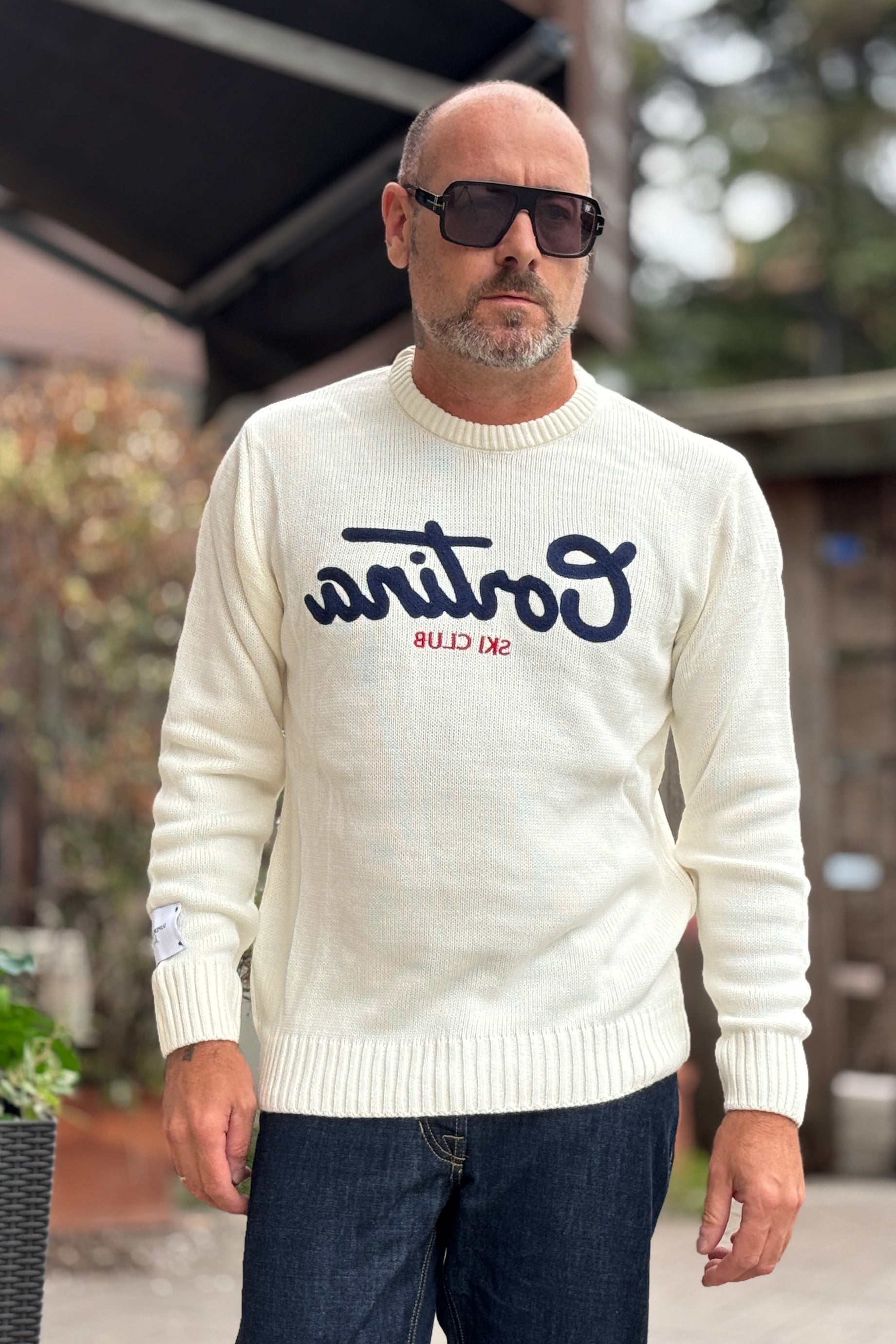 SUPERCULTURE MAGLIA GIROCOLLO CORTINA - BIANCO