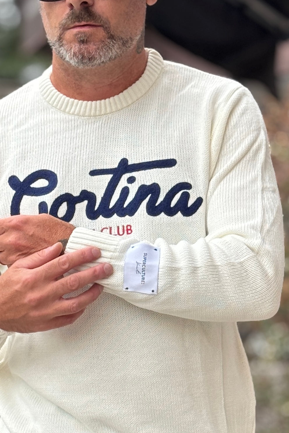 SUPERCULTURE MAGLIA GIROCOLLO CORTINA - BIANCO