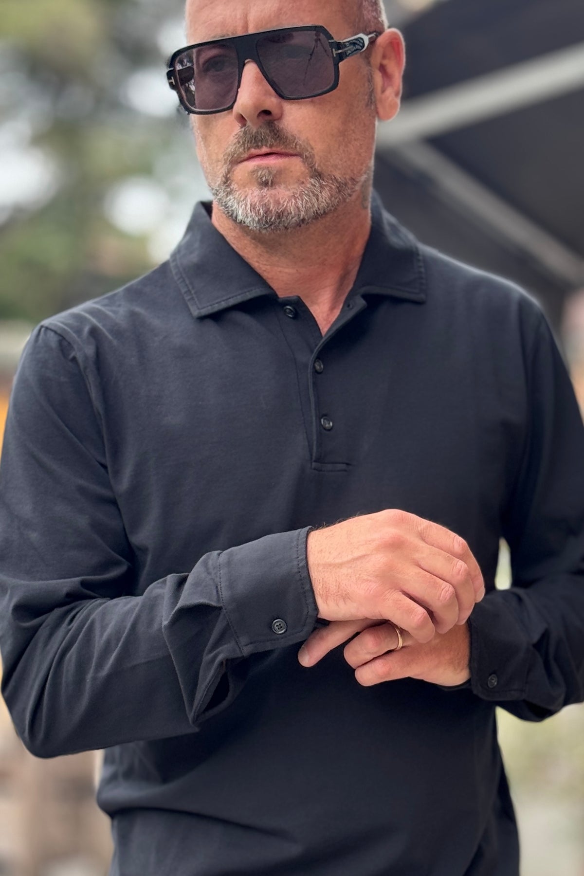 I MARSILI POLO IN JERSEY POLSO CAMICIA - NERO