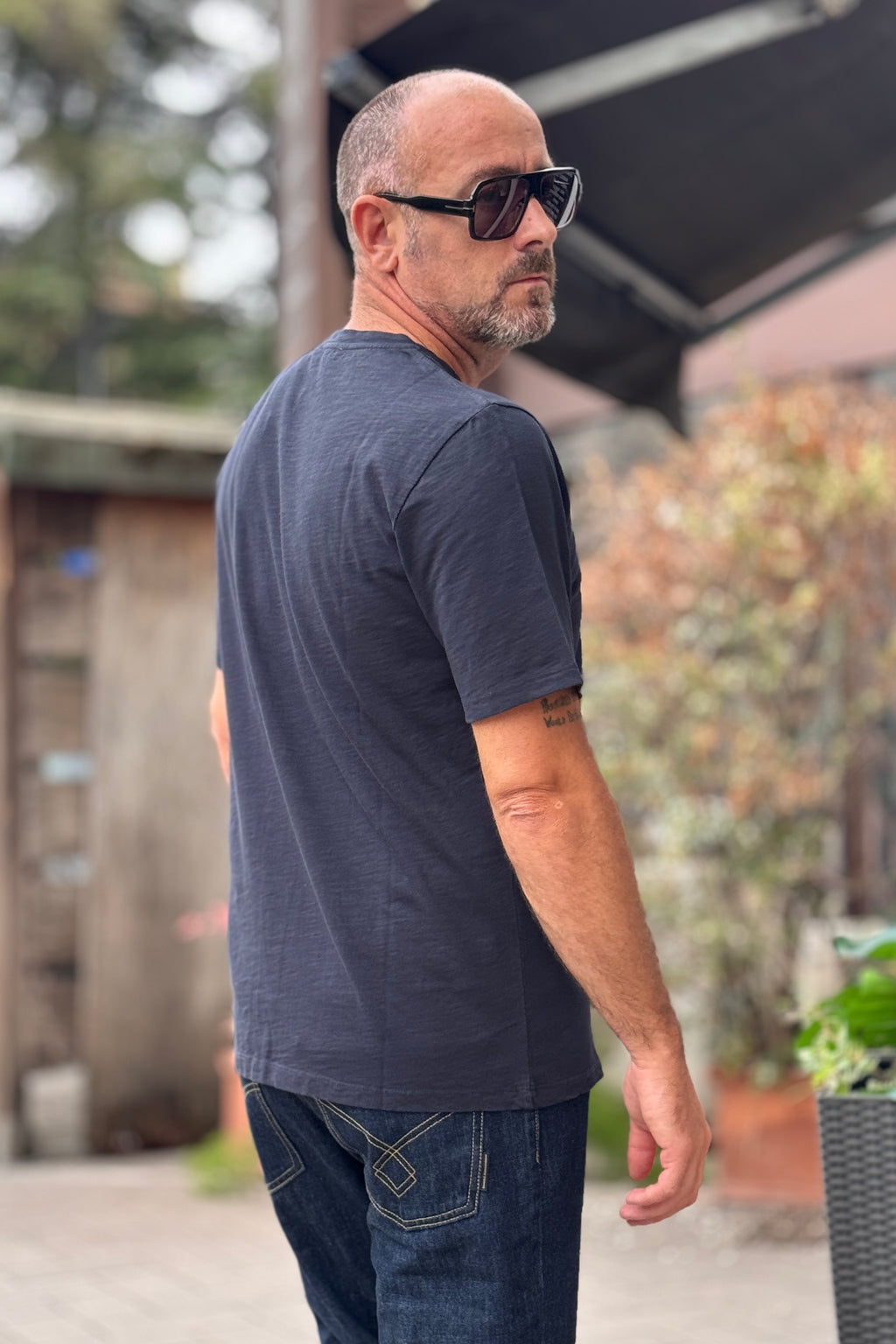 I MARSILI TSHIRT IN PREGIATO COTONE FIAMMATO - BLU