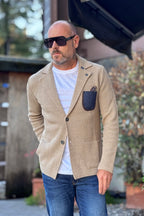 V2 GIACCA IN MAGLIA TASCHINO JEANS - TORTORA