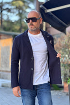 V2 GIACCA IN MAGLIA TASCHINO JEANS - BLU