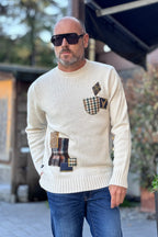 V2 MAGLIA GIROCOLLO PATCH - BURRO