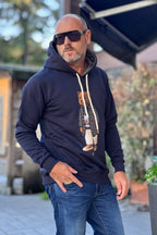 V2 FELPA CAPPUCCIO TEDDY PATCH - BLU