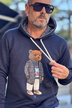 V2 FELPA CAPPUCCIO TEDDY PATCH - BLU