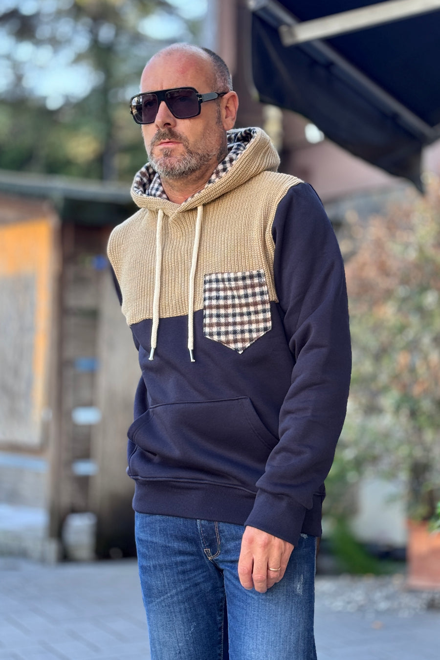 V2 FELPA MIX MAGLIA. E TASCHINO