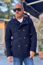 V2 PEACOAT CAPPUCCIO DOPPIO PETTO IN PANNO