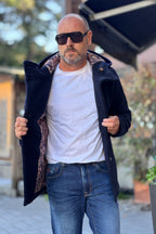V2 PEACOAT CAPPUCCIO DOPPIO PETTO IN PANNO