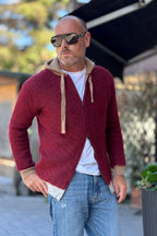 ANIMA CARDIGAN CAPPUCCIO ZIP - BORDEAUX