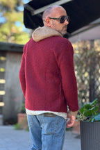 ANIMA CARDIGAN CAPPUCCIO ZIP - BORDEAUX