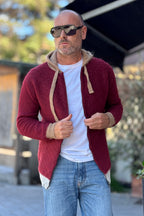 ANIMA CARDIGAN CAPPUCCIO ZIP - BORDEAUX