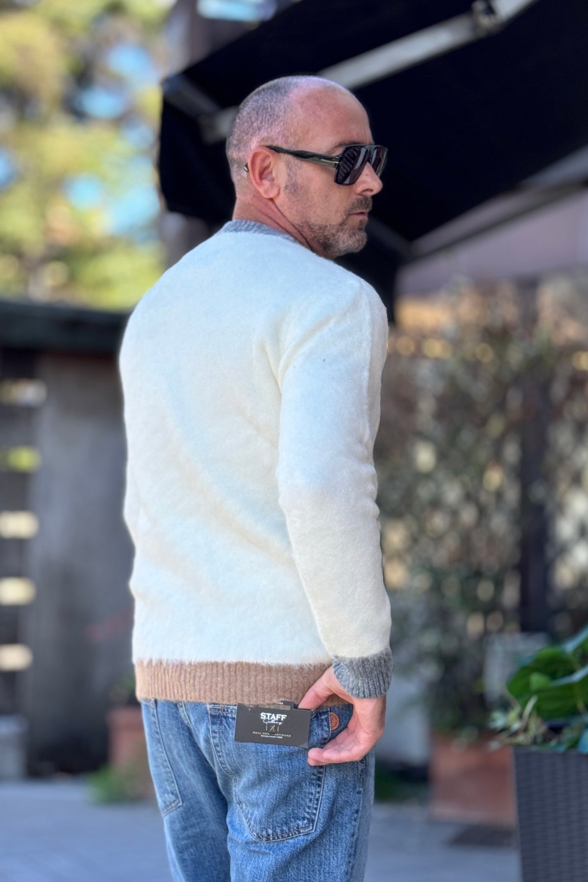 ANIMA MAGLIA GIROCOLLO CON CONTRASTI - BIANCO
