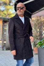 EN AVANCE CAPPOTTO IN PANNO CON CINTURA - NERO