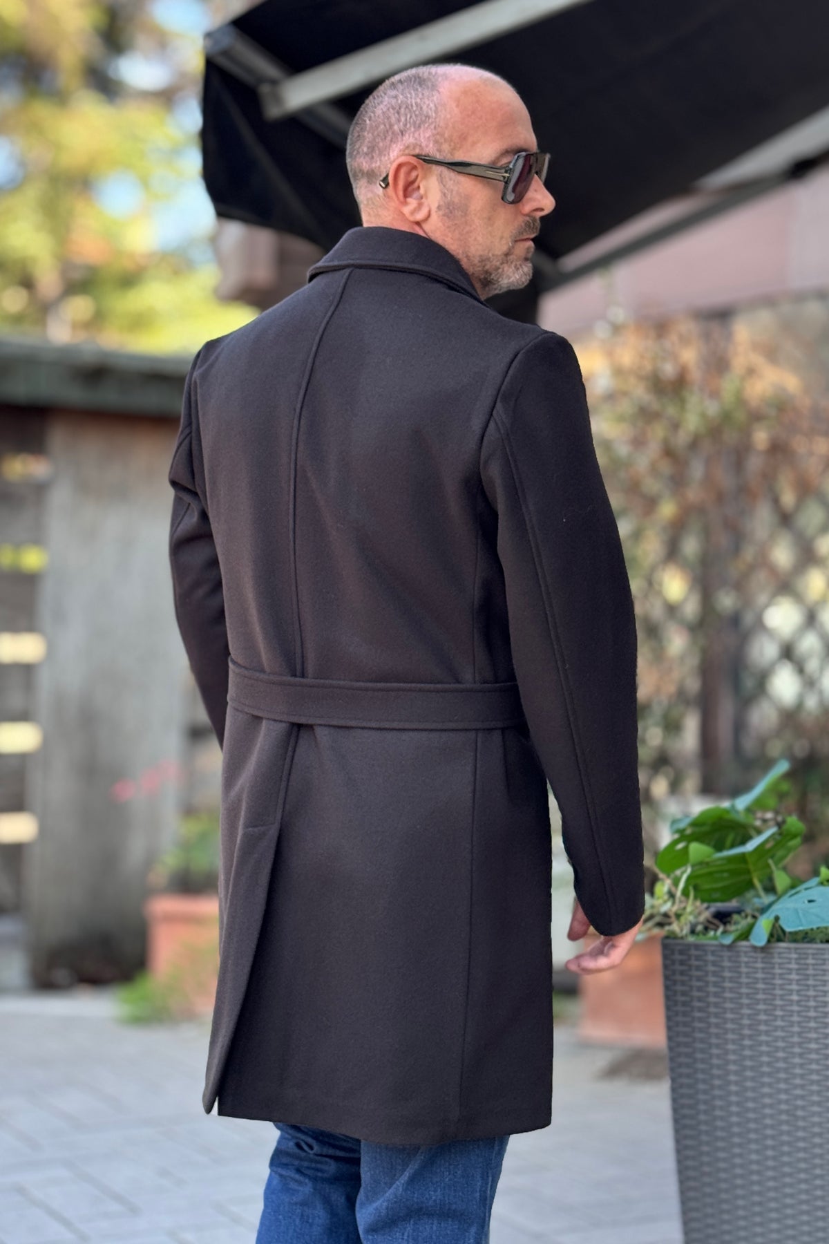 EN AVANCE CAPPOTTO IN PANNO CON CINTURA - NERO