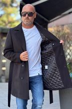 EN AVANCE CAPPOTTO IN PANNO CON CINTURA - NERO