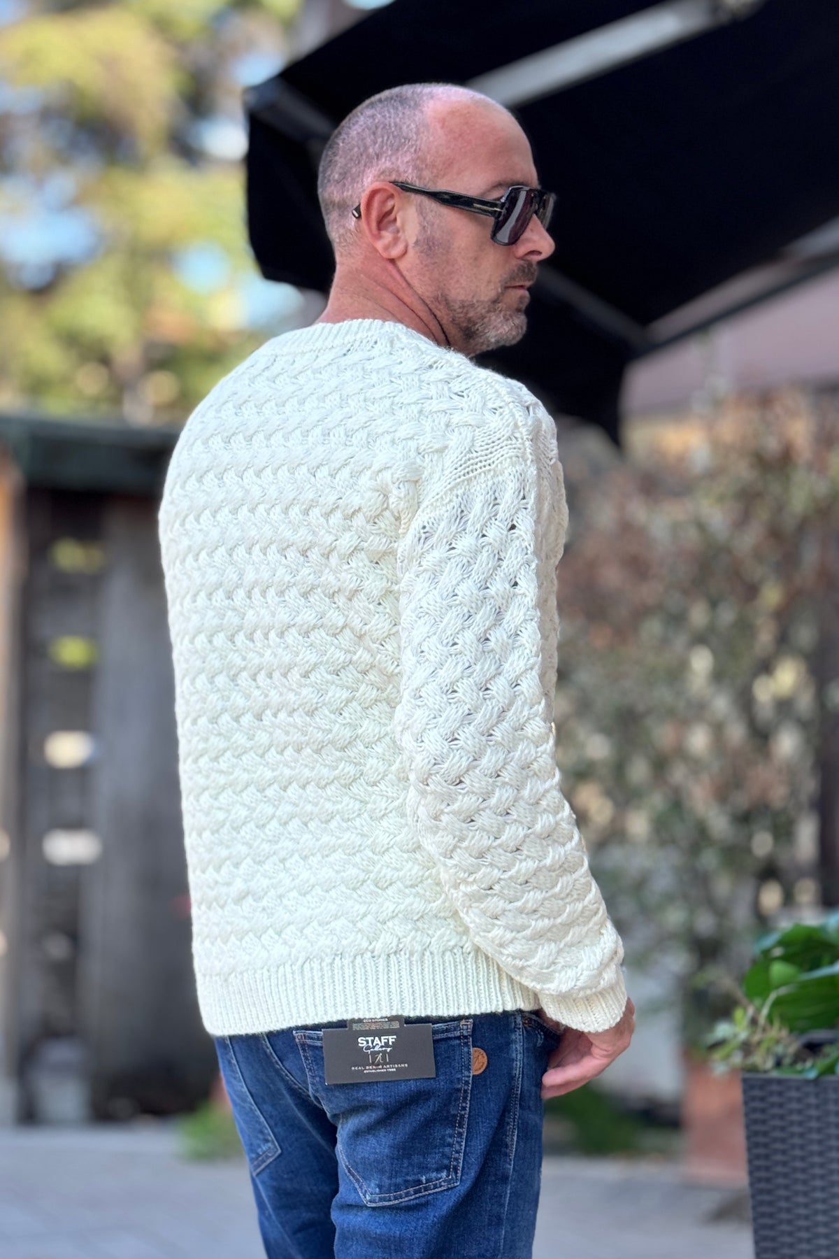 BERNA MAGLIA GIROCOLLO INTRECCIATO - PANNA