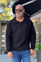 BERNA POLO INTRECCIATA - NERO