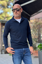 TELAMIRA MAGLIA MEZZA ZIP - BLU
