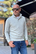 TELAMIRA MAGLIA MEZZA ZIP - GRIGIO